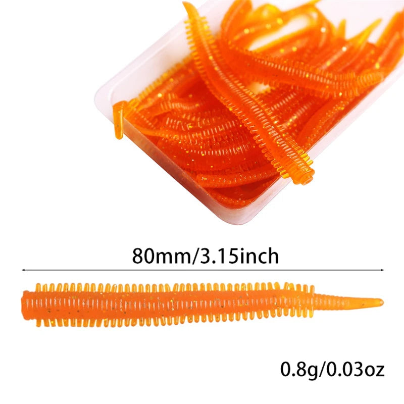 Set de 10 Señuelos de Gusano de Plantico 80mm