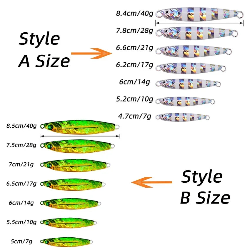 Set de 5 Señuelos Metálicos tipo Jig