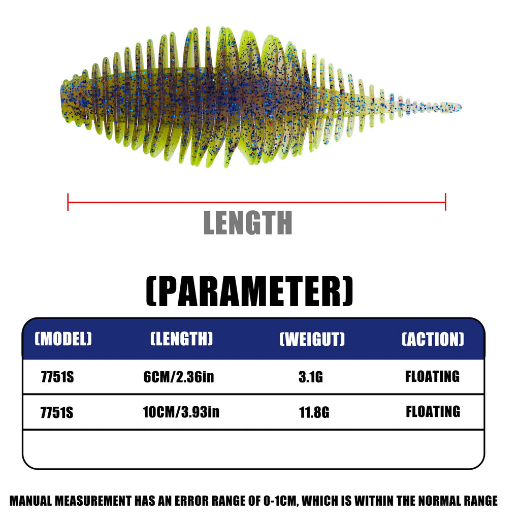 Señuelo Blando Tipo Gusano 3g-11g de Silicona en Acordeón