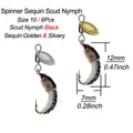 Set de 6 Moscas Spinner Nymph Scud