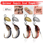 Set de 6 Moscas Spinner Nymph Scud